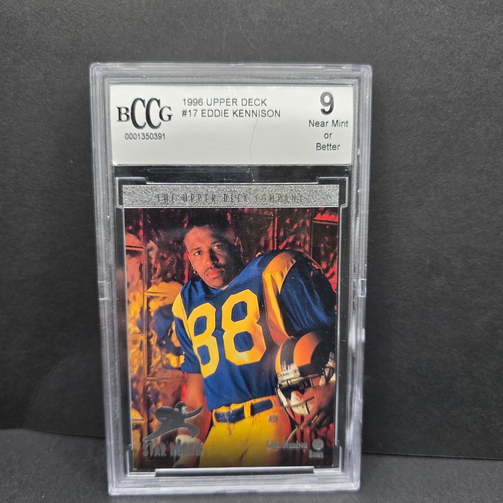 Upper Deck Eddie Kennison Football Card St. Louis Rams 1996 Star Rookie BCCG 9